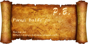 Panyi Balázs névjegykártya